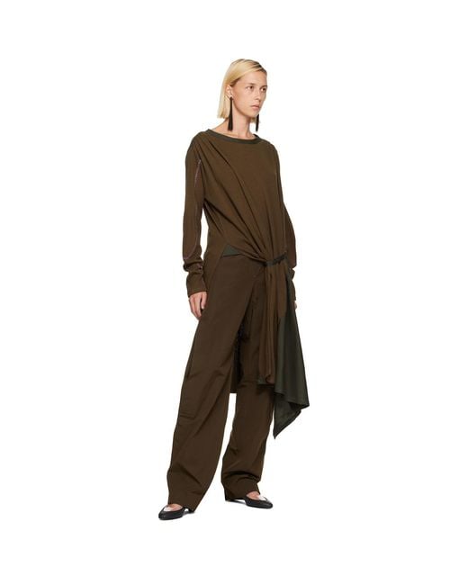 Kiko Kostadinov Brown Khaki Eider Godet Minidress