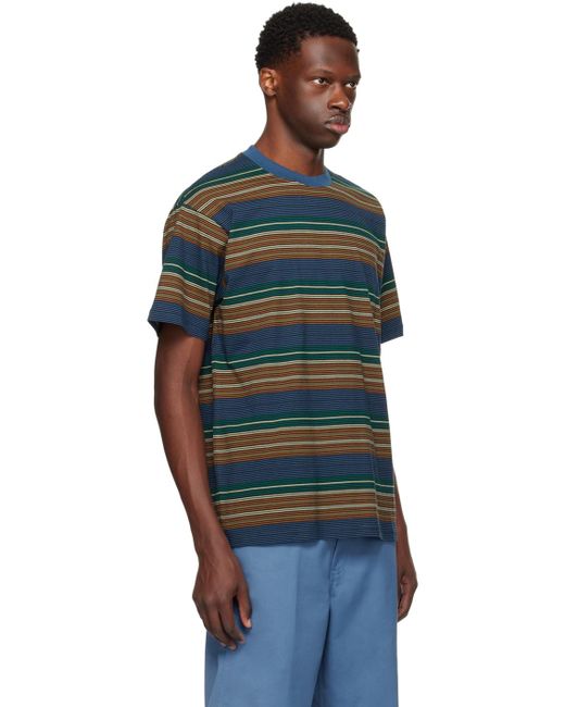 T-shirt colby bleu marine et brun à rayures Carhartt pour homme en coloris Black