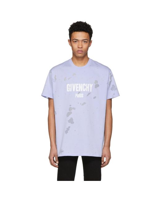 Givenchy Blue Distressed Colombian T-shirt for men