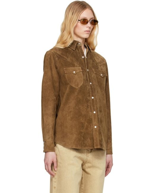 Carter Young ブラウン Western スエード シャツ Brown