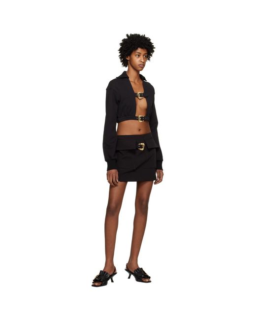 Versace Jeans Couture Black Baroque Buckle Miniskirt