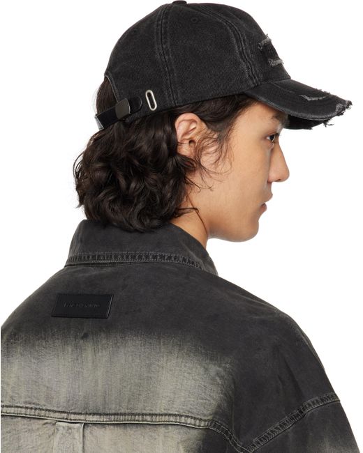 Feng Chen Wang Black Denim Baseball Cap for men