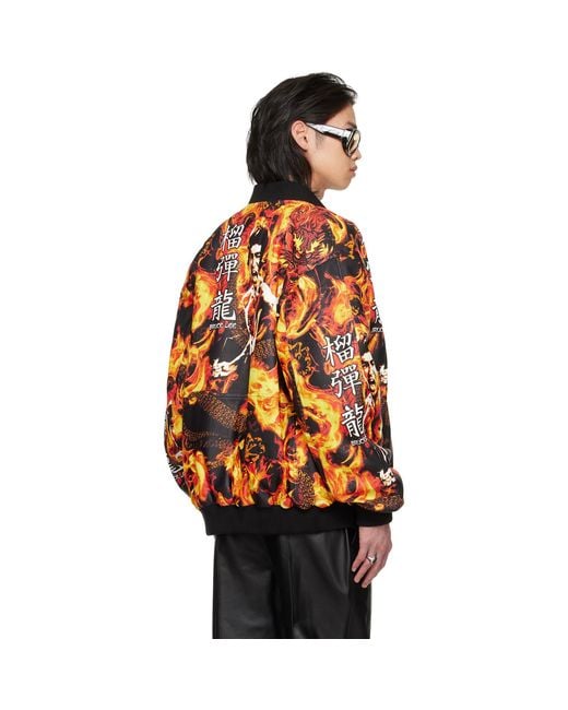 Lu'u Dan Orange Bruce Lee X Lựu Đạn & 'Bruce Lee' Leather Bomber Jacket for men