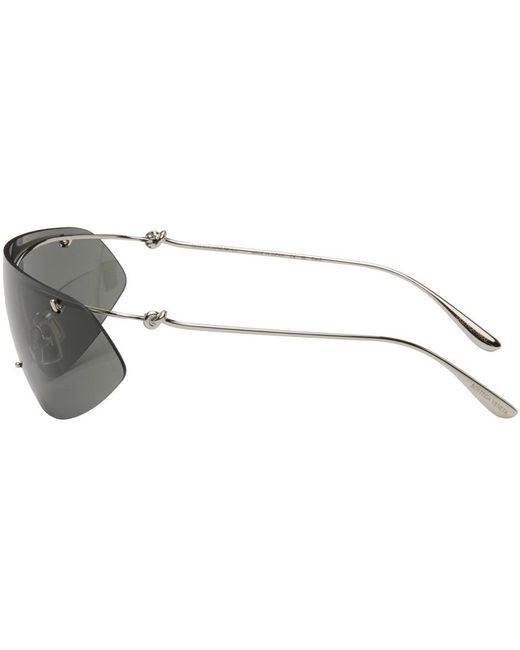Bottega Veneta Black Silver Knot Shield Sunglasses for men