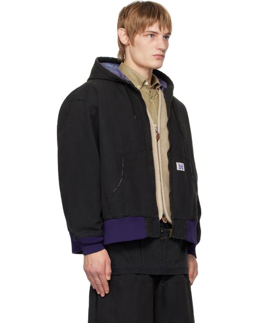 Needles Black Zipped Work Hoodie for men