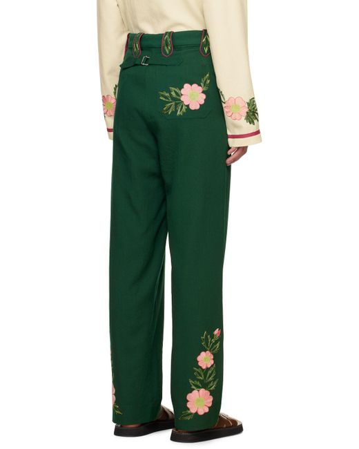 Bode Green Prairie Rose Trousers