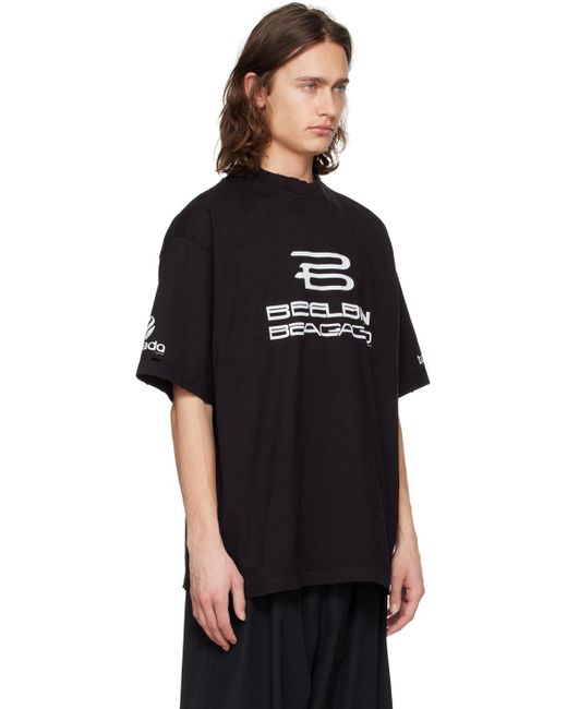 T-shirt noir à logos modifiés Balenciaga pour homme en coloris Black