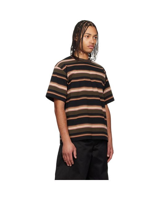 Sacai Black Horizontal Stripe T-Shirt for men