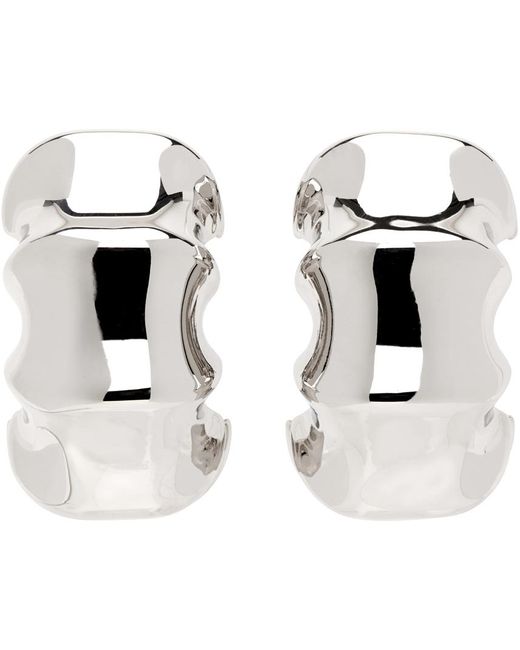Khaite White Silver 'the Medium Julius Loop' Earrings