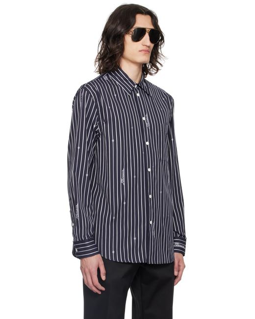 Versace Blue Nautical Stripe Shirt for men