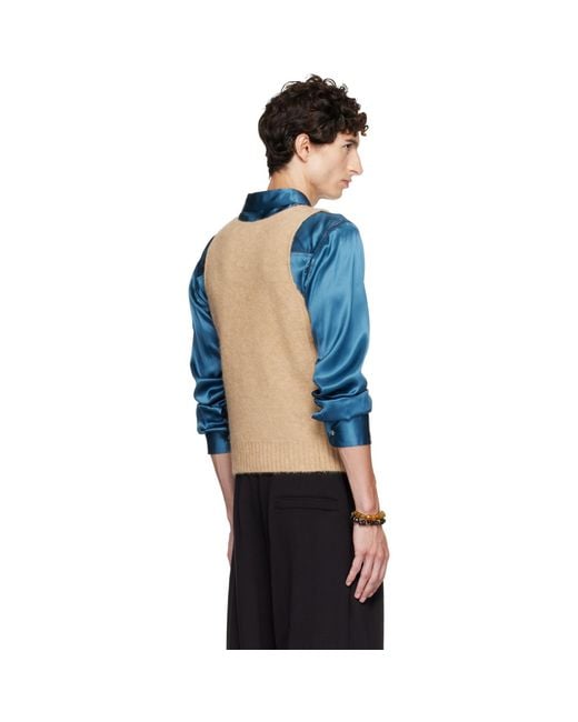 Dries Van Noten Black Jacquard Wool Sweater Vest for men