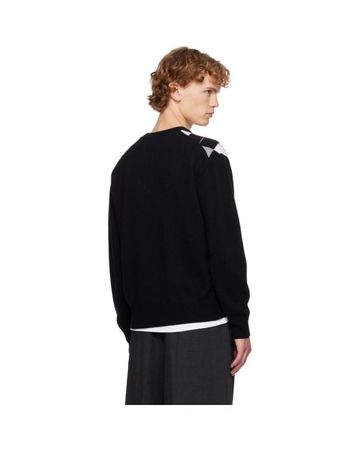 DUNST Black Argyle Crew Neck Sweater for men