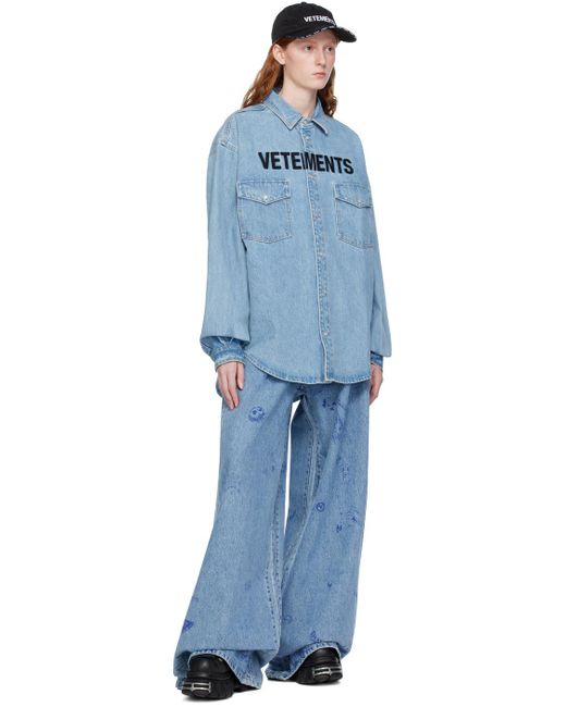 Vetements Blue Scribbled Jeans