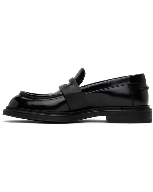 Emporio Armani Black Brushed Leather Loafers for men