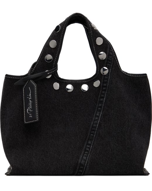 3.1 Phillip Lim Black Denim Mini Market Studs Tote