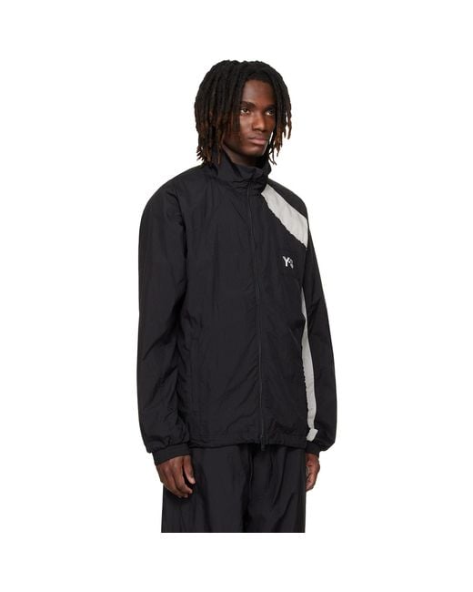 Y-3 Black Raw Edge 3 Stripes Nylon Shell Jacket for men
