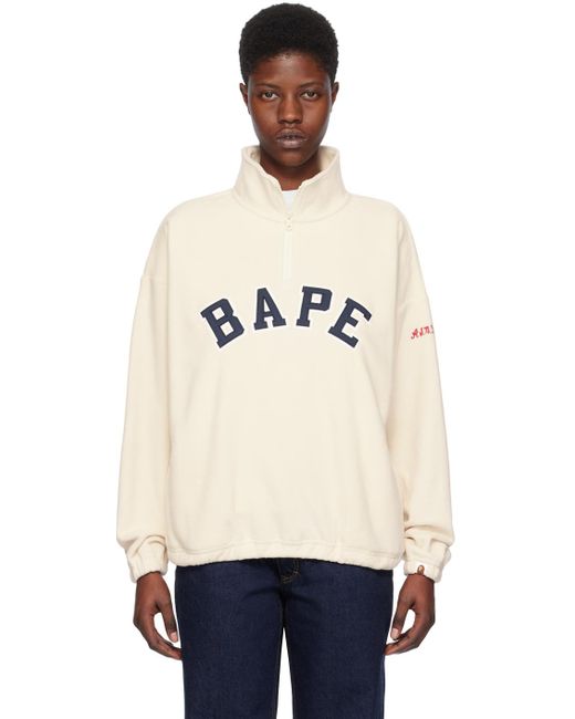 A Bathing Ape Natural White Zip-up Sweatshirt