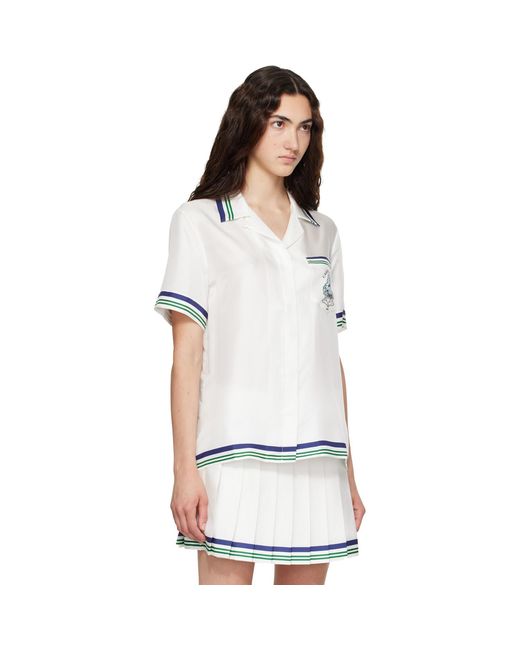 Casablanca White Short Sleeve Silk Shirt