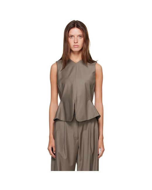Cordera Brown Tailored Peplum Top