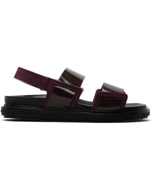 Marni Black Burgundy Fussbett Sandals