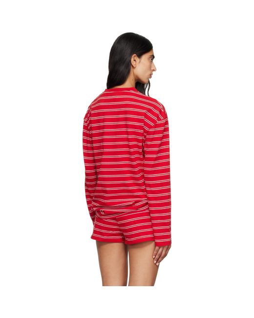 Sporty & Rich Red Signature Logo Easy Longsleeve T-Shirt