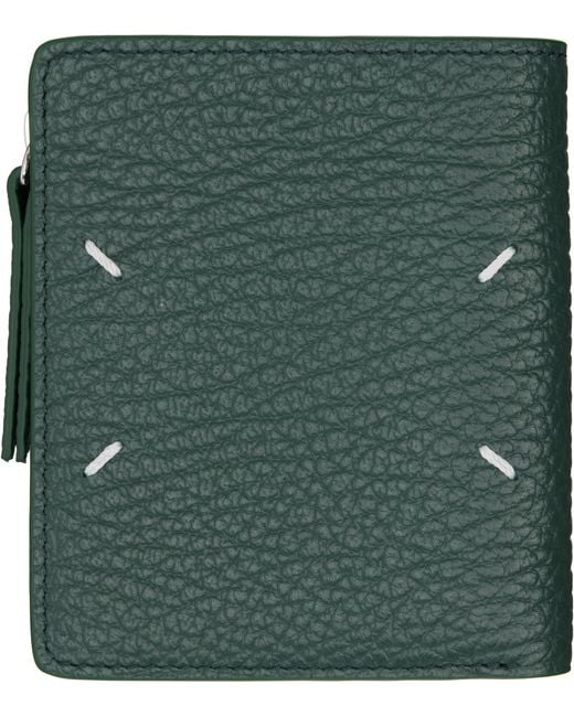 Maison Margiela Green Four Stitches Wallet for men