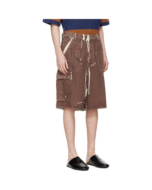 Marni Multicolor Screen-Printed Denim Cargo Shorts for men