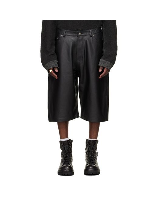 424 Black Big Daddy Leather Shorts for men