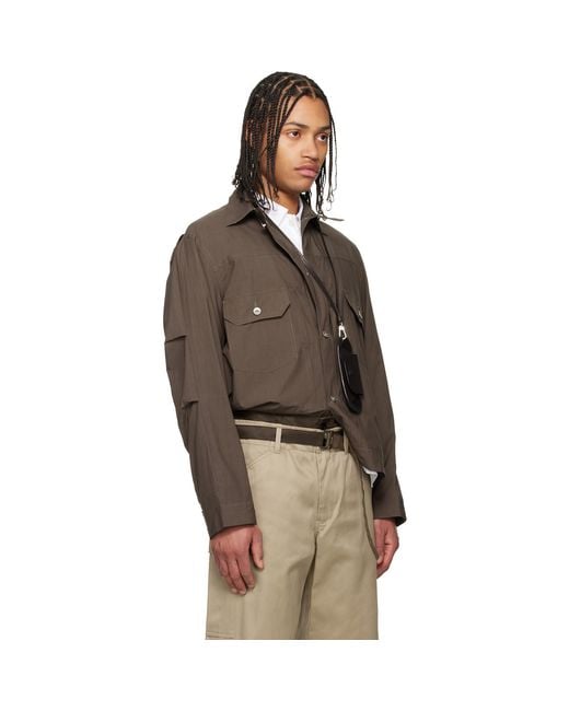 Sacai Brown Khaki Cotton Typewriter Jacket for men