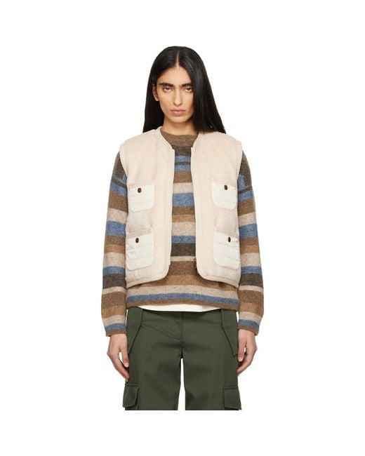 Moncler Natural Mimosas Braided Trim Teddy Down Vest