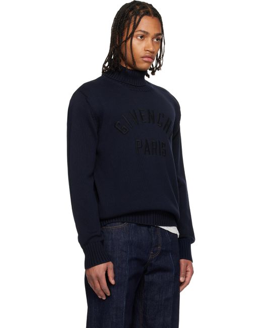 Givenchy Blue Cotton Turtleneck Sweater for men