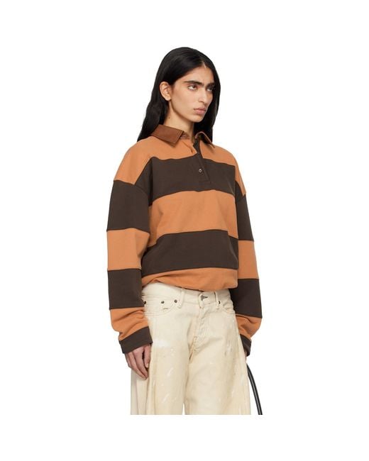 Acne Orange Striped Polo
