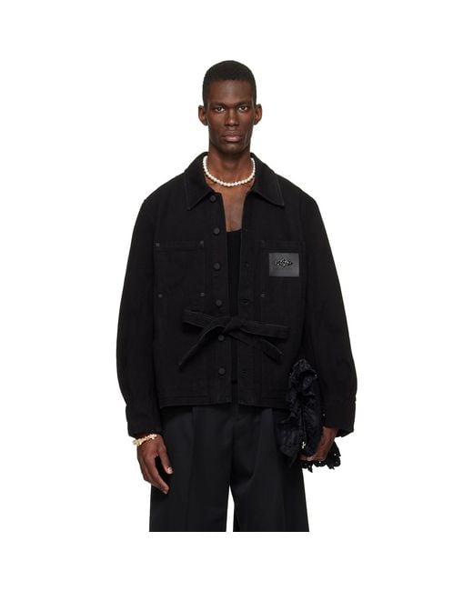 Simone Rocha Black Workwear Bow Denim Jacket for men