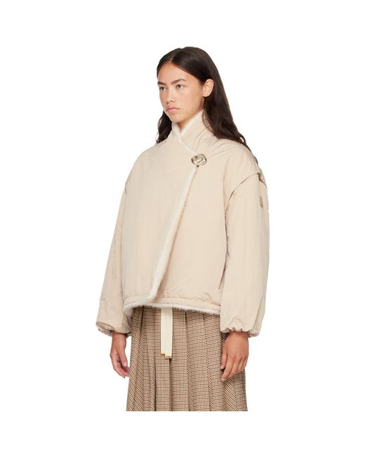 Moncler Natural Off- Chardonneret Faux-Fur Jacket