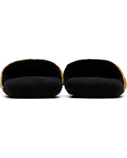 Versace Black 'I Heart Baroque' Slippers