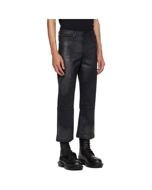 HYACYN Black Etteragic Denim Washed Waxed Jeans for men