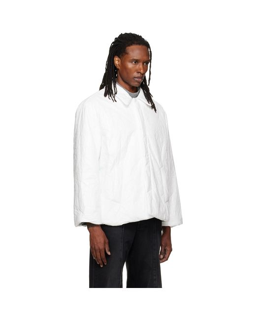 ALAINPAUL White Padded Short Car Coat for men