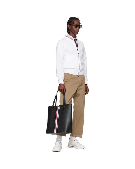 Thom Browne Black Rep Stripe Classic Tie for men