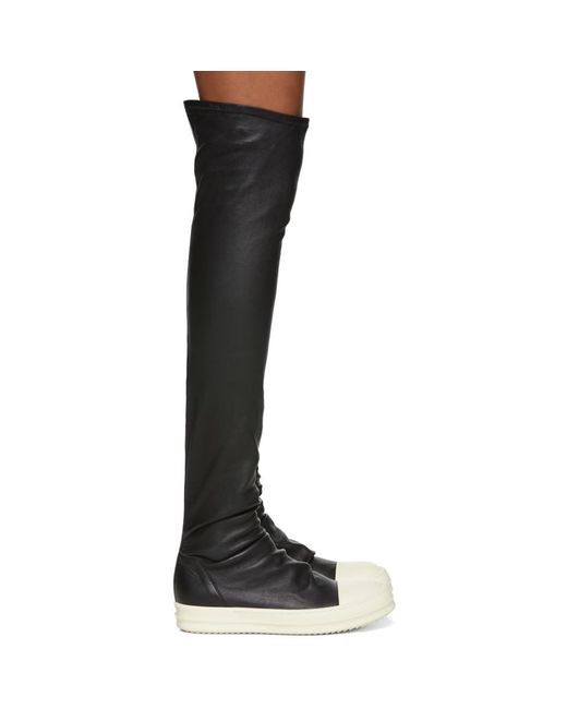Rick Owens Black And White Stocking Thigh-high Boots