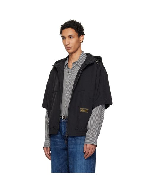 Wooyoungmi Black Layered Windbreaker Jacket for men