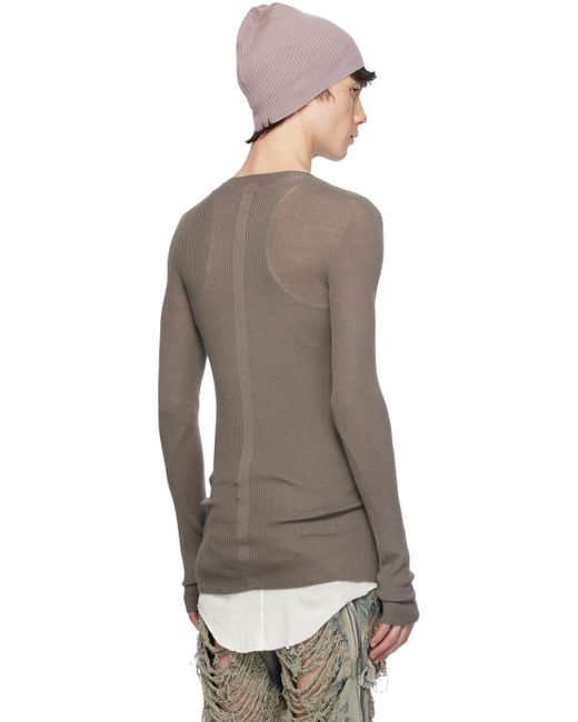 Rick Owens Black Gray Ribbed Sweater for men