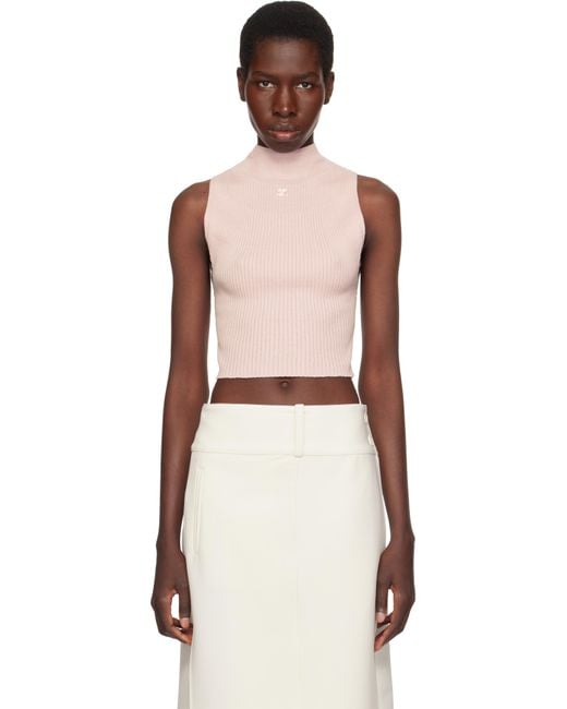 Courreges Multicolor Mockneck Light Rib Cropped Tank Top