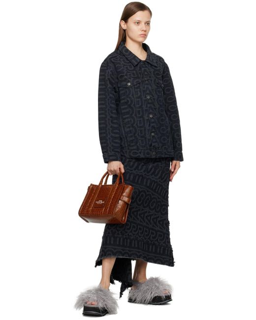 Marc Jacobs Brown 'the Croc-embossed Small' Tote