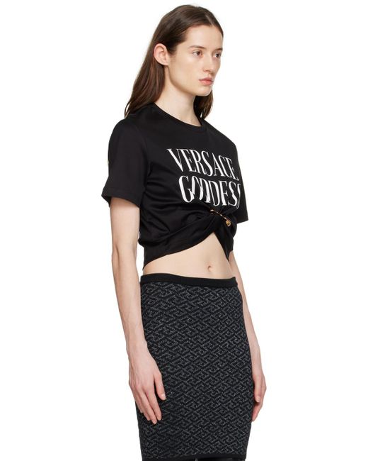 Versace Black 'goddess' Safety Pin T-shirt