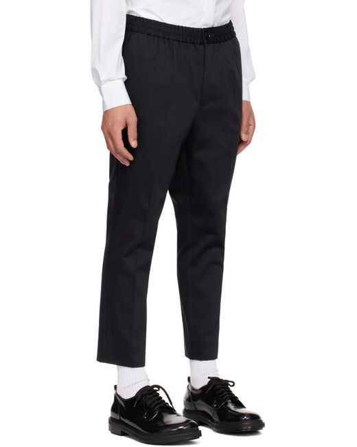 AMI Black Elasticized Waistband Trousers for men