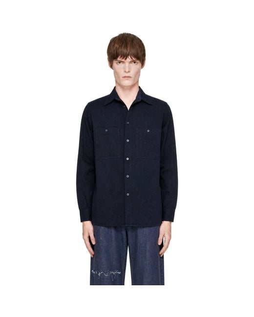 MM6 by Maison Margiela Blue Cotton Overshirt for men