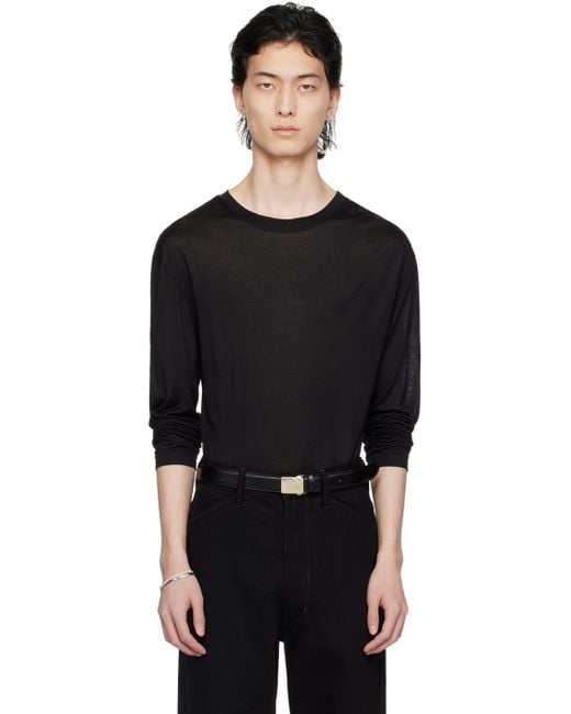 Lemaire Black Soft Long Sleeve T-shirt for men