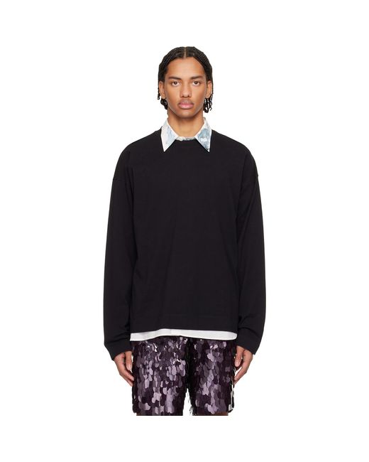 Dries Van Noten Black Dropped Shoulder T-Shirt for men