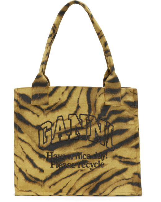 Ganni Metallic Zebra Print Large Tote