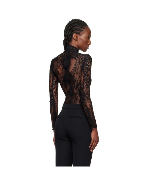 Balmain ブラック 長袖 レースボディスーツ Black